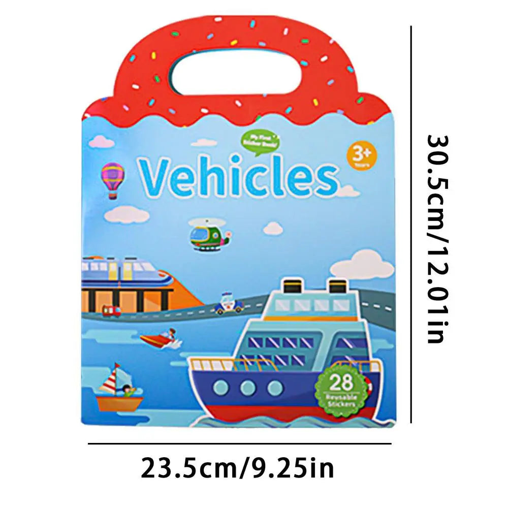 Reusable Sticker Book Cartoon DIY Puzzle, Educational Cognition Learning Toys, Cute Stickers, For Children Age 3