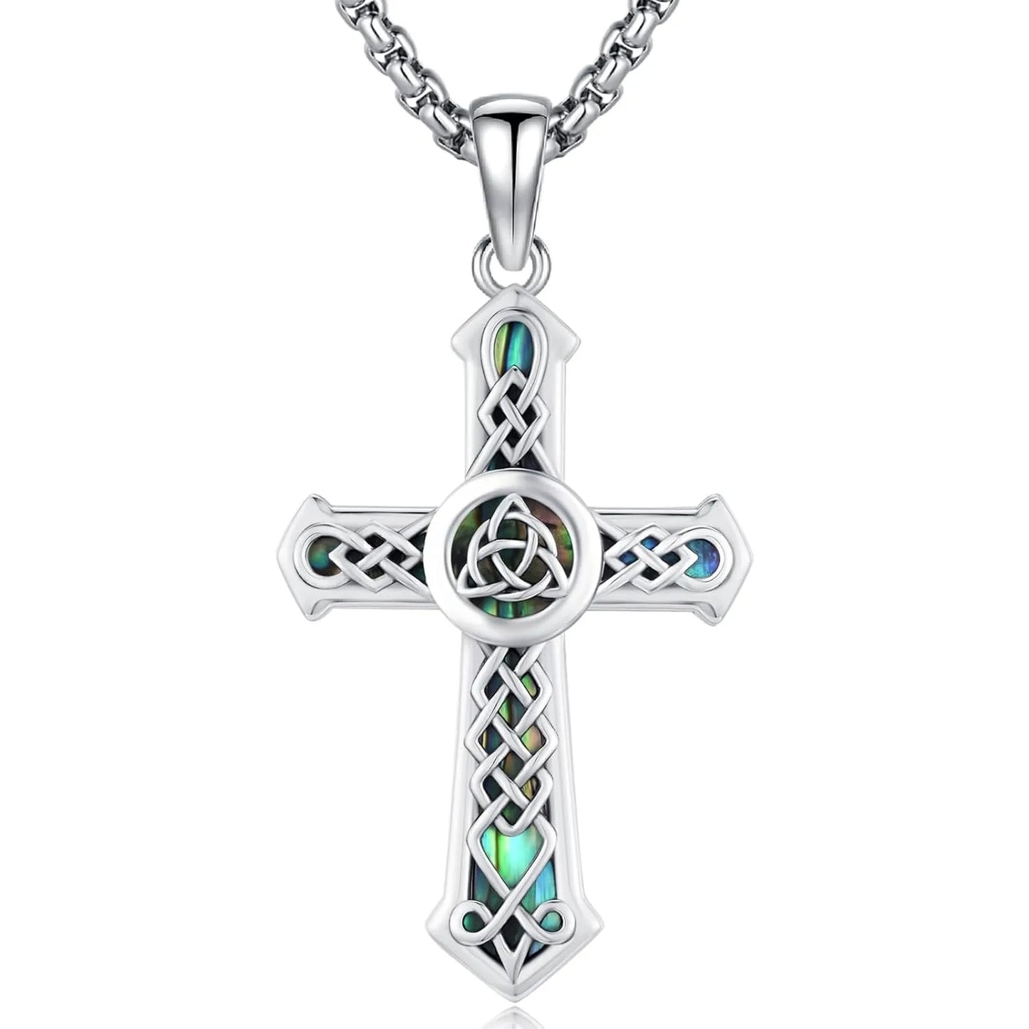 Celtic Cross Necklace 925 Sterling Silver Cross Pendant Wiccan Necklace