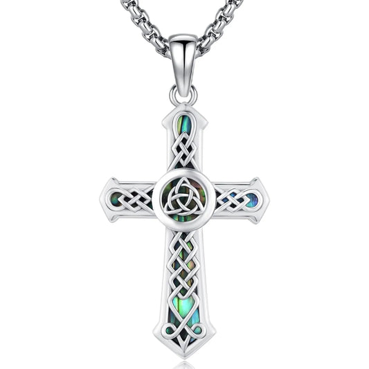 Celtic Cross Necklace 925 Sterling Silver Cross Pendant Wiccan Necklace