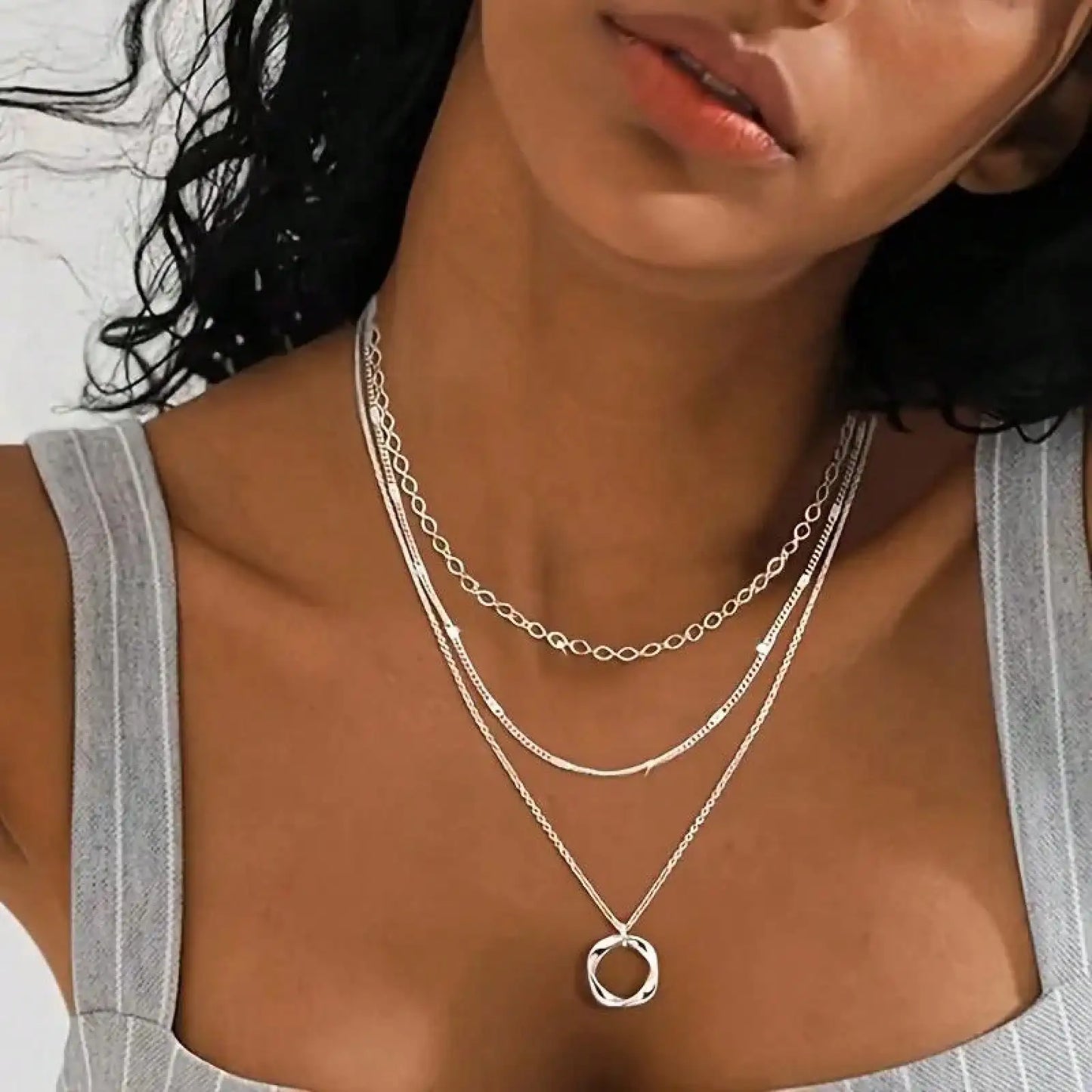 925 Silver Multilayer Necklace-Elegant Round Pendant For Women
