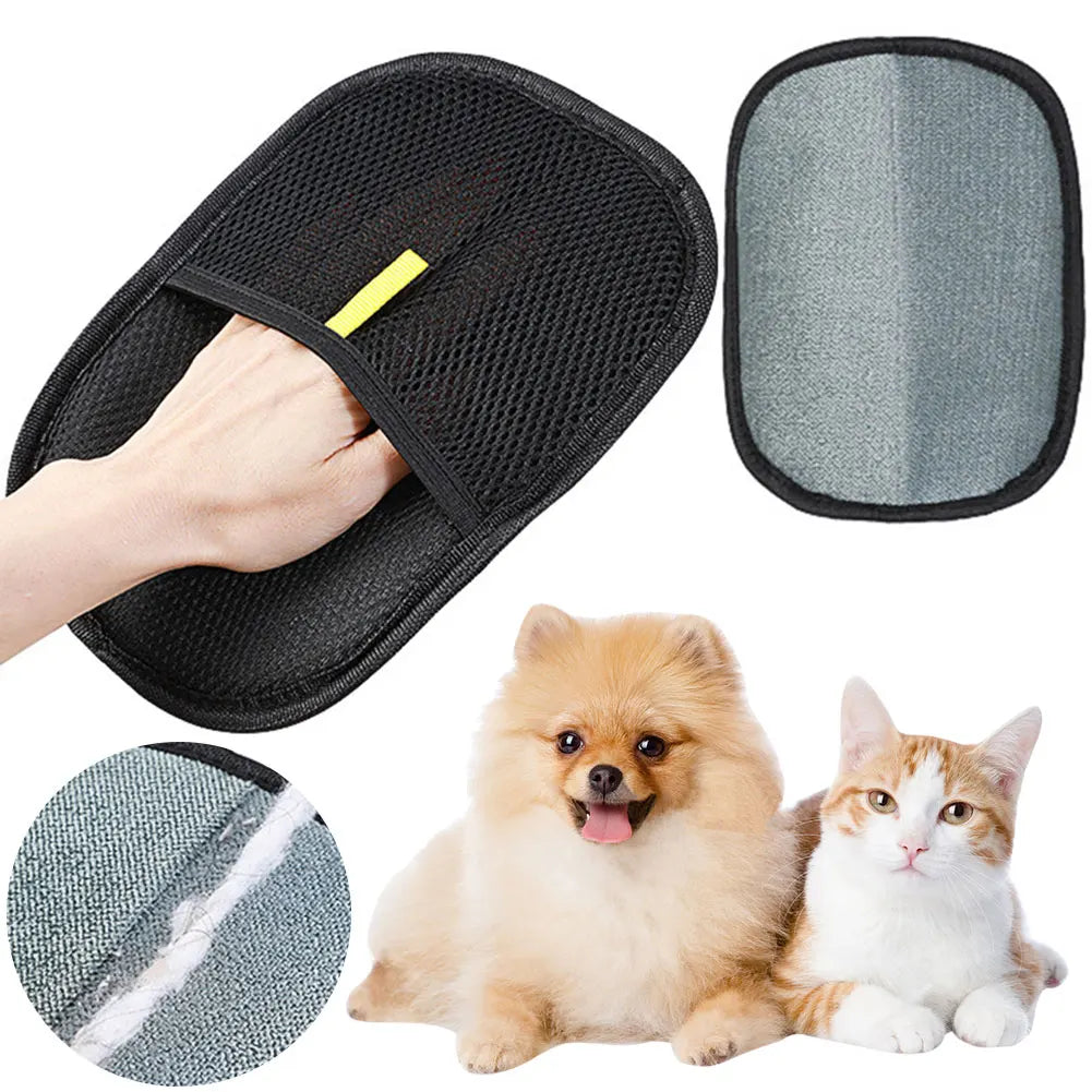 Pet Grooming Gloves, Deshedding Glove pet hair remover for Dogs, Cats, and Rabbits Accessories with Long/Short/Curly Hair.