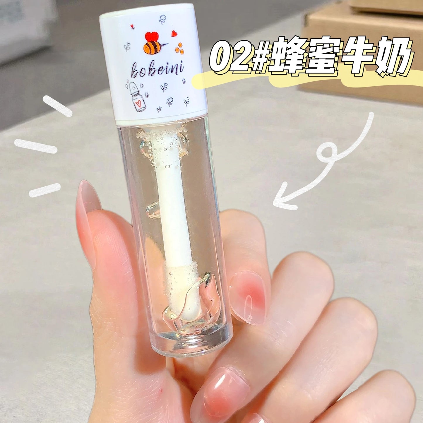Peach Honey Lip Oil Plump Moisturizing Non-sticky-hydrating Gloss, Long-lasting clear liquid lip Balm