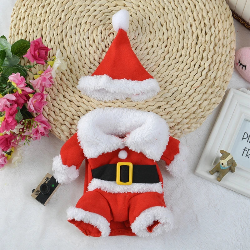 Cute Dog Santa Claus Outfit, Christmas Costume for Small Dogs and Cats, Yorkie Cosplay Clothes, Dress Up Jumpsuit