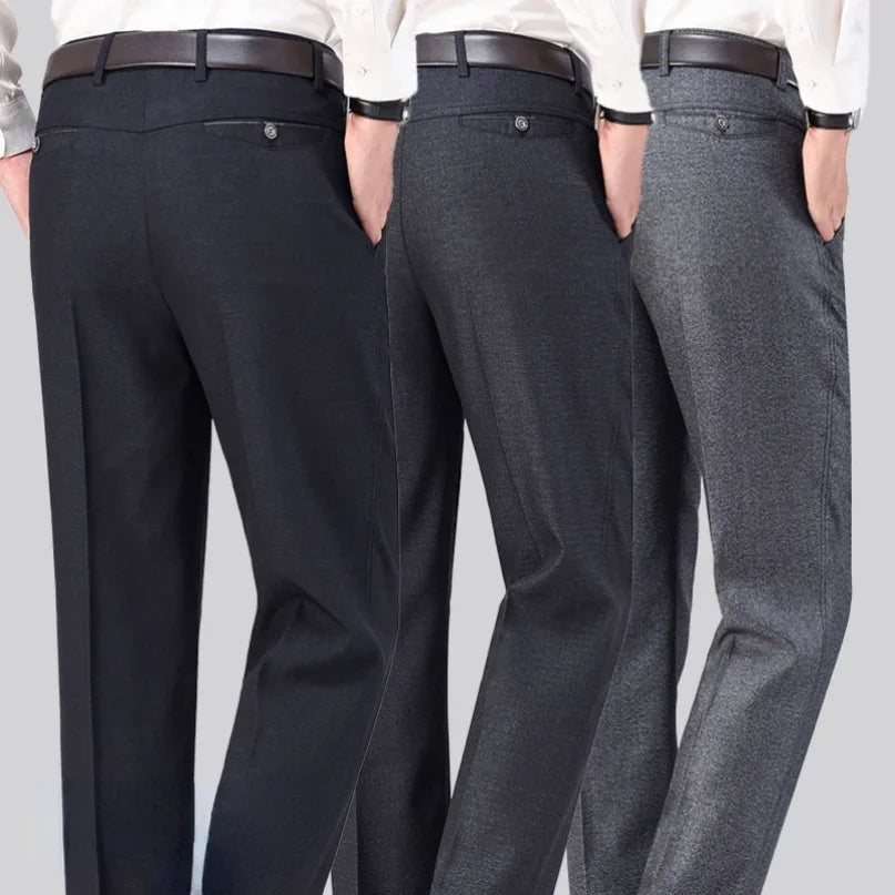 New Men's Summer Thin Business Casual Pants, Autumn Fashion Solid Gentle Thicken Trousers, Male Brand Suit Pant Black Grey RIYBEOE