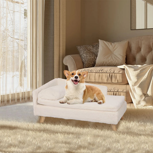 Elevated Pet Bed, Nordic Pet Stool Bed with Cozy Pad Waterproof, Pet Sofa Bed with Sturdy Wood Legs for Small Dogs and Kittens