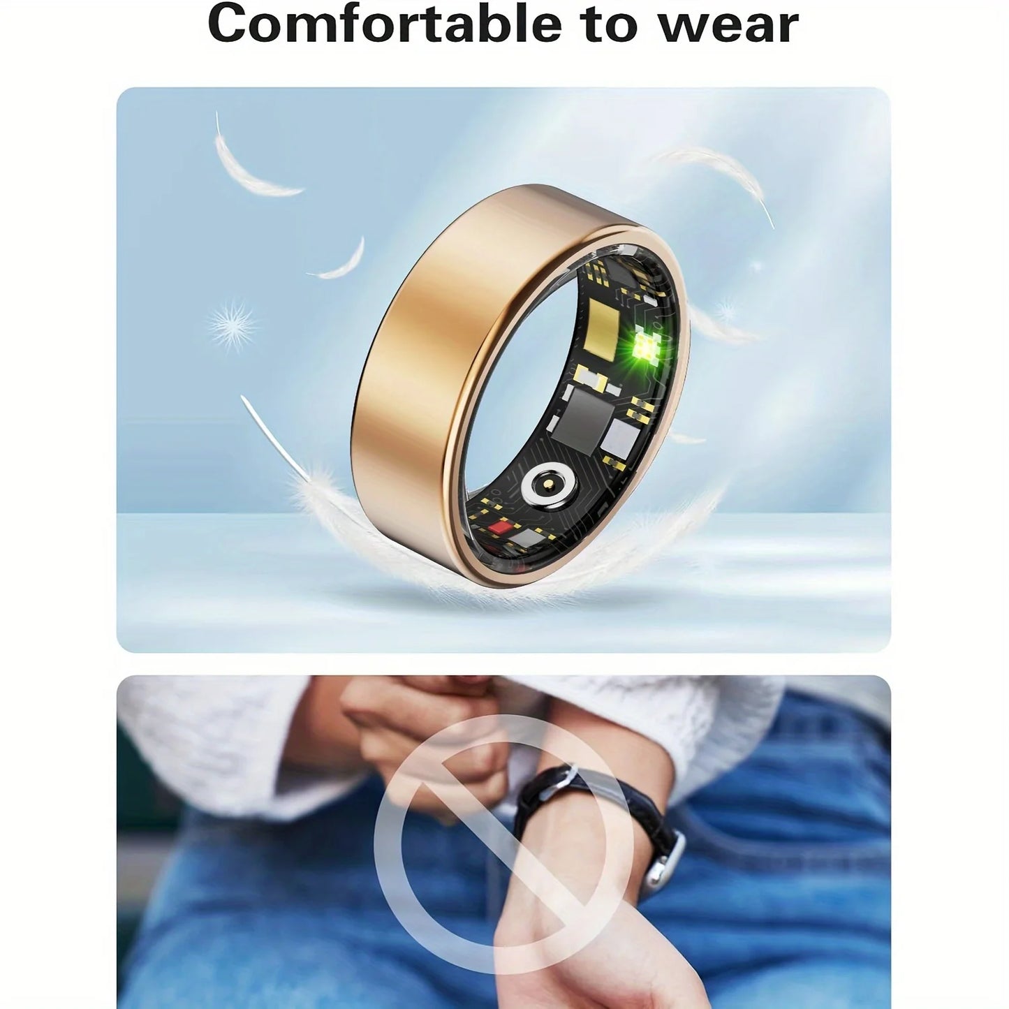 Smart ring, sleep tracking, motion monitoring, compatible with iPhone and Android, smart gift suitable for women and men