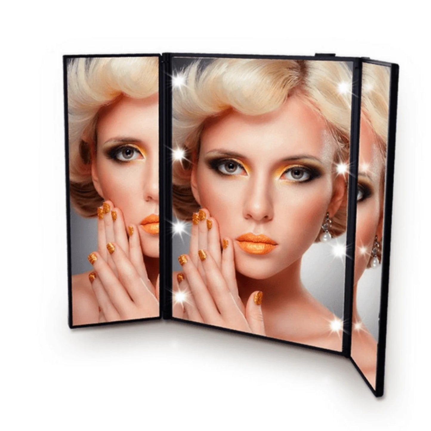 Portable LED Light Mirror Vanity Lights Compact Make Up Pocket Mirrors, Household Vanity Cosmetic Hand Folding LED Mirror.