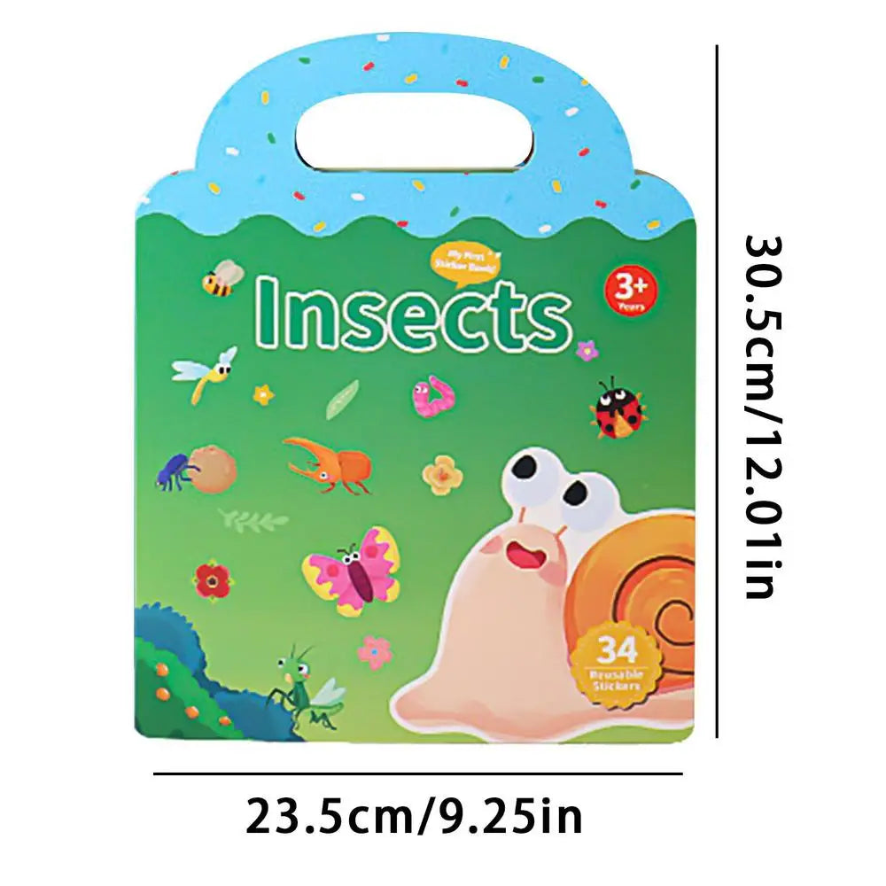 Reusable Sticker Book Cartoon DIY Puzzle, Educational Cognition Learning Toys, Cute Stickers, For Children Age 3