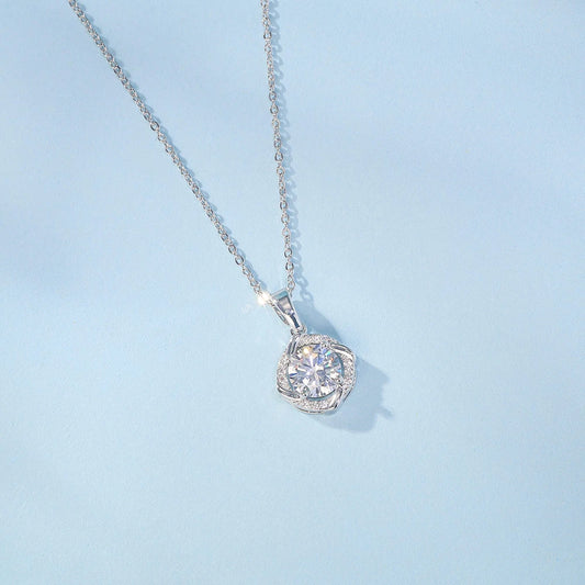 Moissanite Windmill Pendant Necklace 925 Sterling Silver Clavicle Chain
