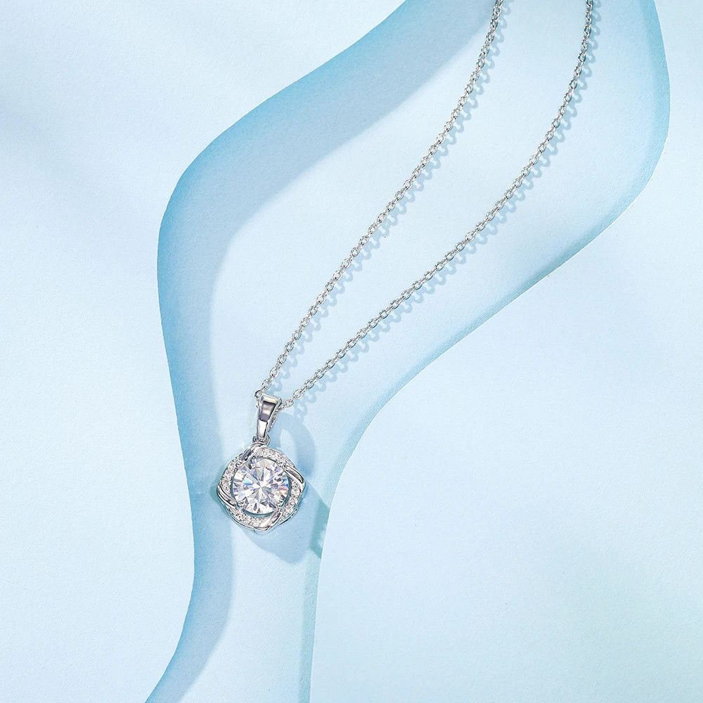 Moissanite Windmill Pendant Necklace 925 Sterling Silver Clavicle Chain