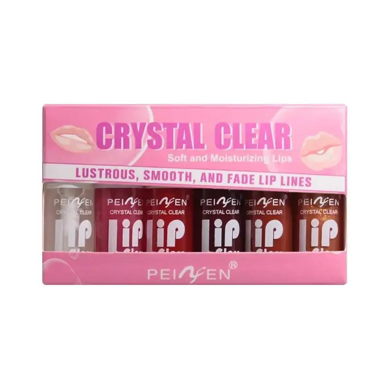6 Pieces Glass Mirror Lip Gloss Set, Hydrating Lightweight Lip Balm, Glossy Shimmer Sheer Tint Peach Cherry Pink