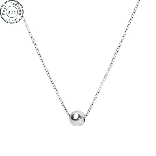Sterling Silver Ball Necklace, Solid 925 Silver Chain 16 "+2 "Adjustable jewelry