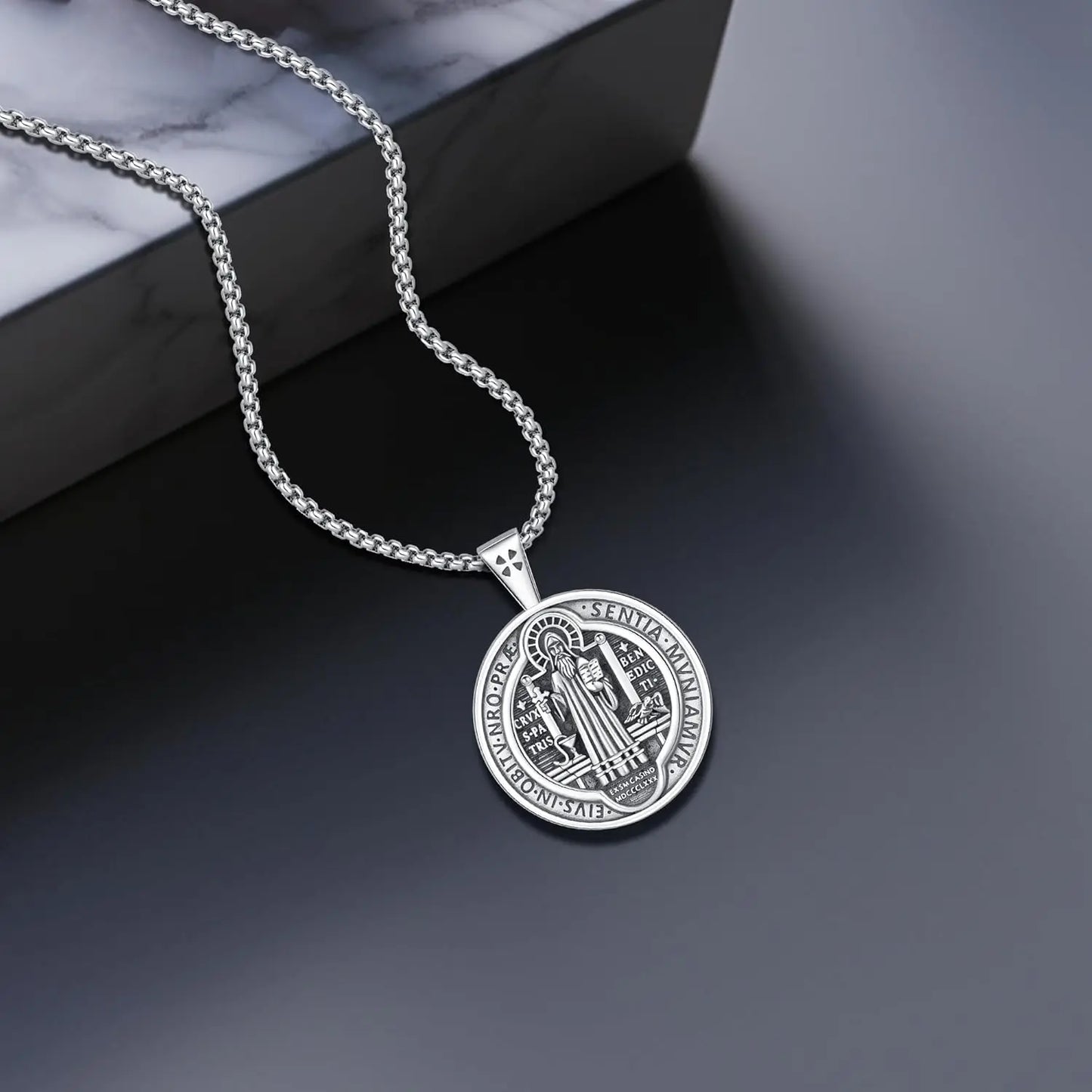 Saint Benedict Necklace 925 Sterling Silver for Men/Women