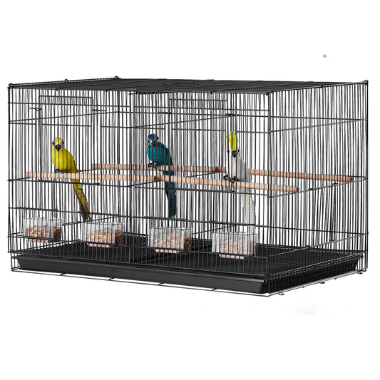 SucceBuy 30In Flight Bird Cage, Stackable Divided Small Animal Cage for all kinds of Birds, Pet Travel Bird Cage with Handle and Perch.