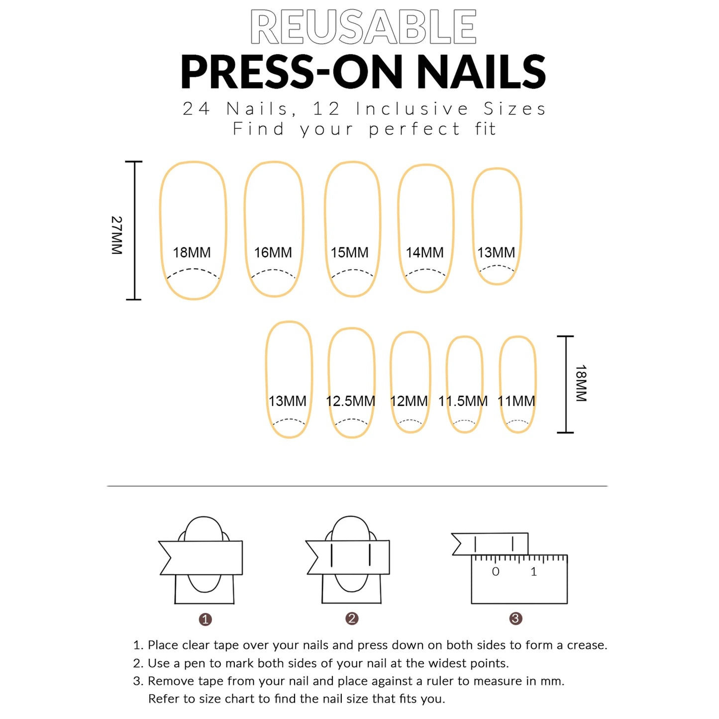 Almond French Style White Edge Fake Nails