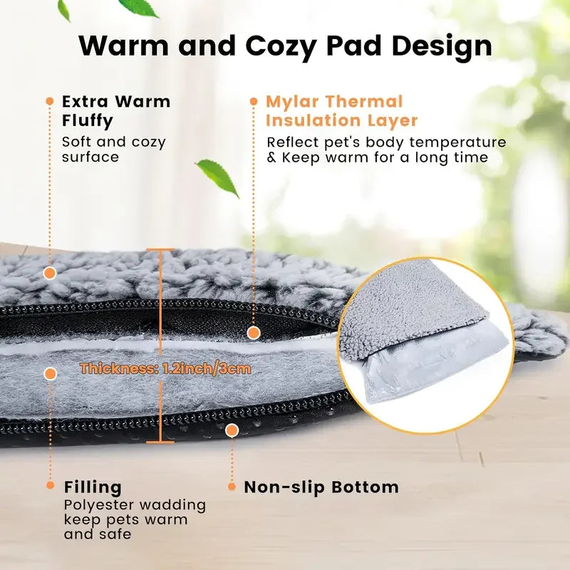 Winter Self-Heating Pet Pad Blanket for Dogs/Cats, No Electricity Thermal Mat with Anti-Slip Bottom, Warm Cushion for Puppy/Kitten