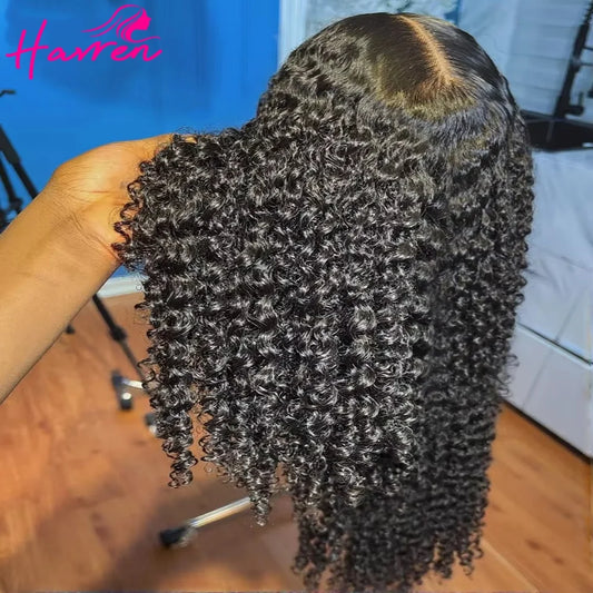 Deep Wave Frontal Wig Transparent 13x4 13x6 HD Lace, Human Hair Curly Lace 40 Inch
