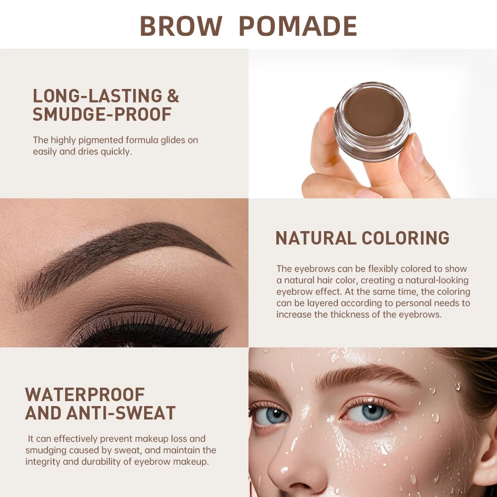 Long-lasting Eyebrow Enhancers Makeup, 6 Colors Waterproof 3D Natural Eyebrow Pomade Eyebrow Gel with Brush, Professional Makeup