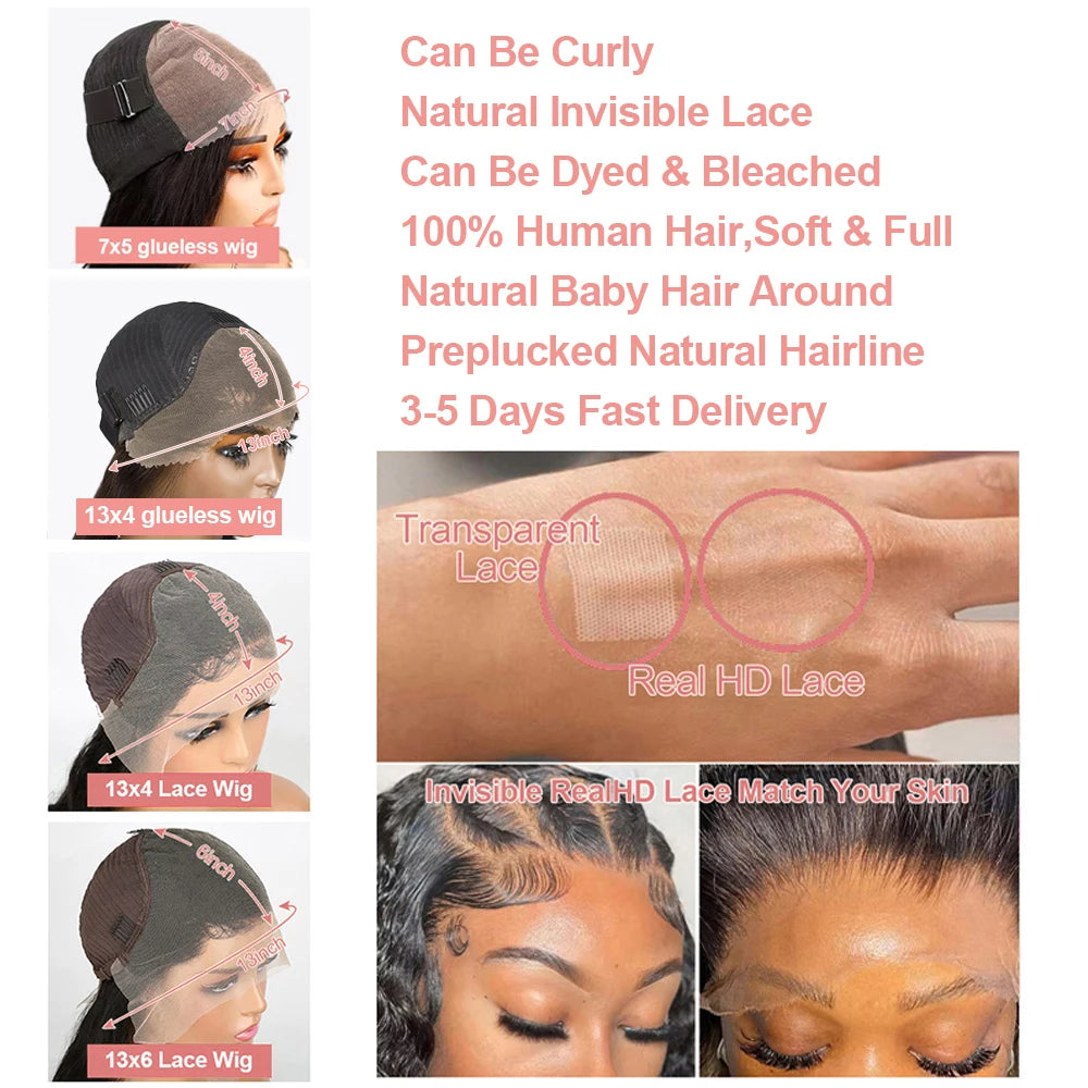 13x6 Short Curly Bob Deep Water Wave Lace Frontal Wigs 7x5 Glueless Wig 100% Human Hair Wig 250% Density 1it2 14 Inch For Women