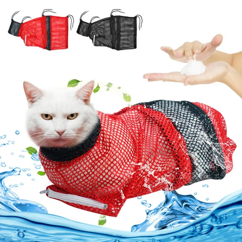 Cat Bathing Grooming, Shower Bag, Adjustable Cat Restraint Bag, Anti-Scratching for Nails and Trimming Ears
