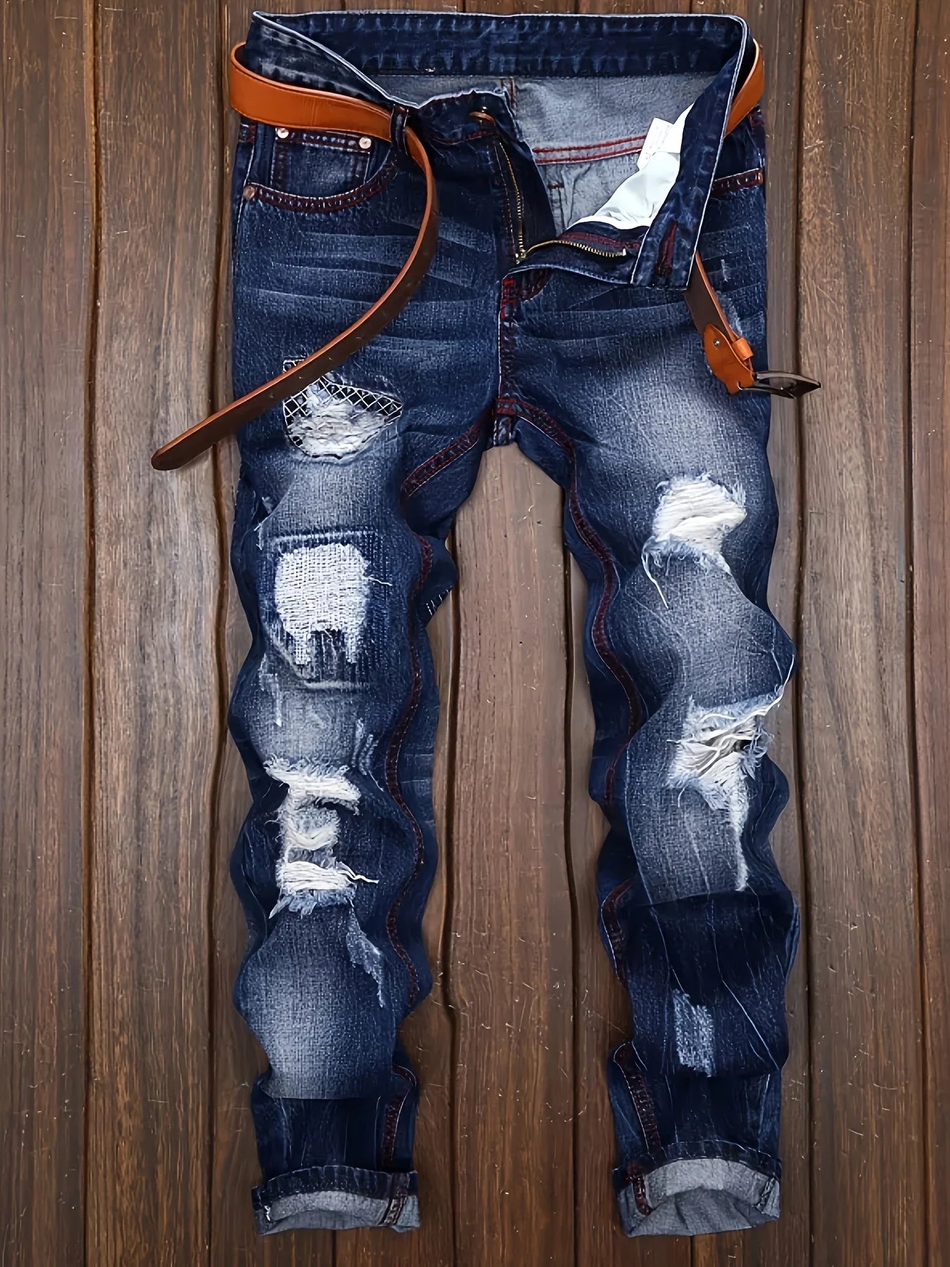 Men's Ripped Straight Trendy Jeans