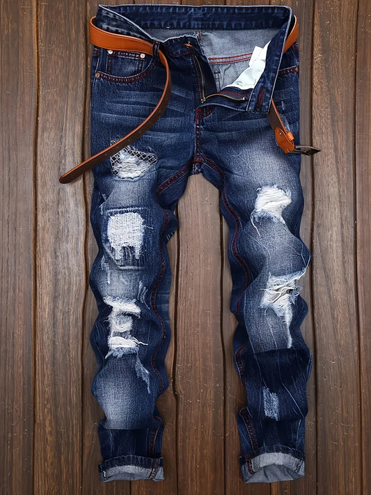 Men's Ripped Straight Trendy Jeans