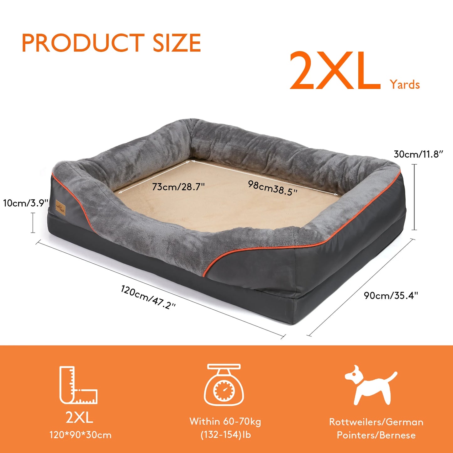 Large Dog Bed Soft Comfortable Anti-Allergy Warm Fleece, Removable Washable Cover Pet Bed Waterproof.