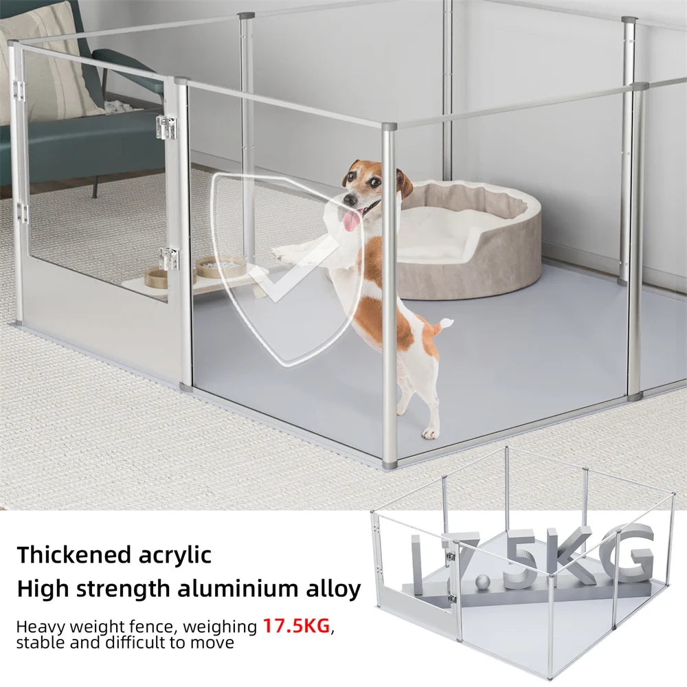 Extra Large Dog Playpen Acrylic Enclosure for Pet Animals, Bunny, Ferrets, Dog Fence Cage with Waterproof Fertility Pad