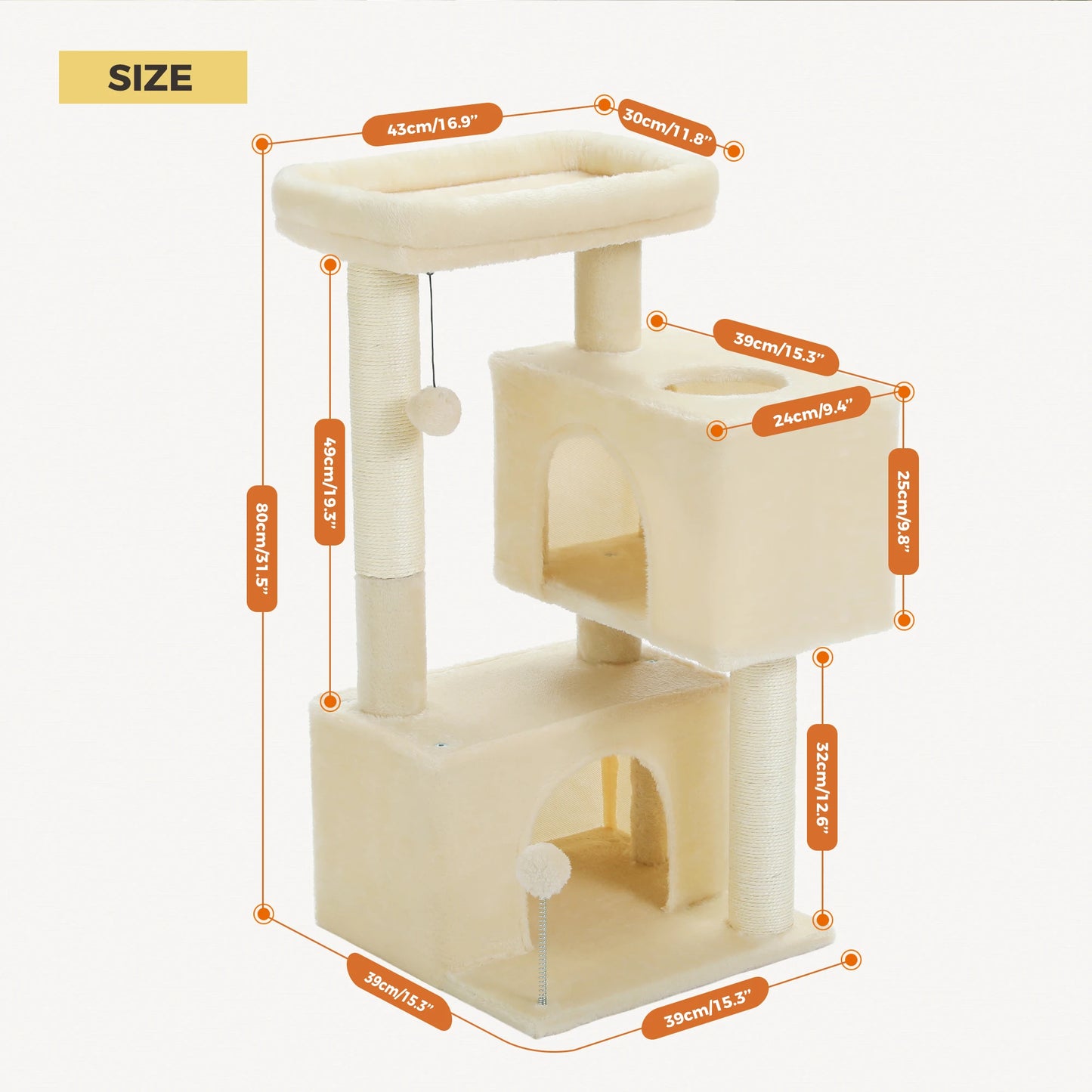Large Cat Tree for Indoor Cats Multi-Level Cat Tower with Spacious Condos Sisal Scratching Pad
