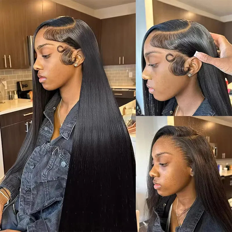 100% Malaysia Human Hair, 13x6 Bone Straight Lace Front Wigs, 30 Inch 13x4 Lace Frontal Wig for Women, Pre Plucked