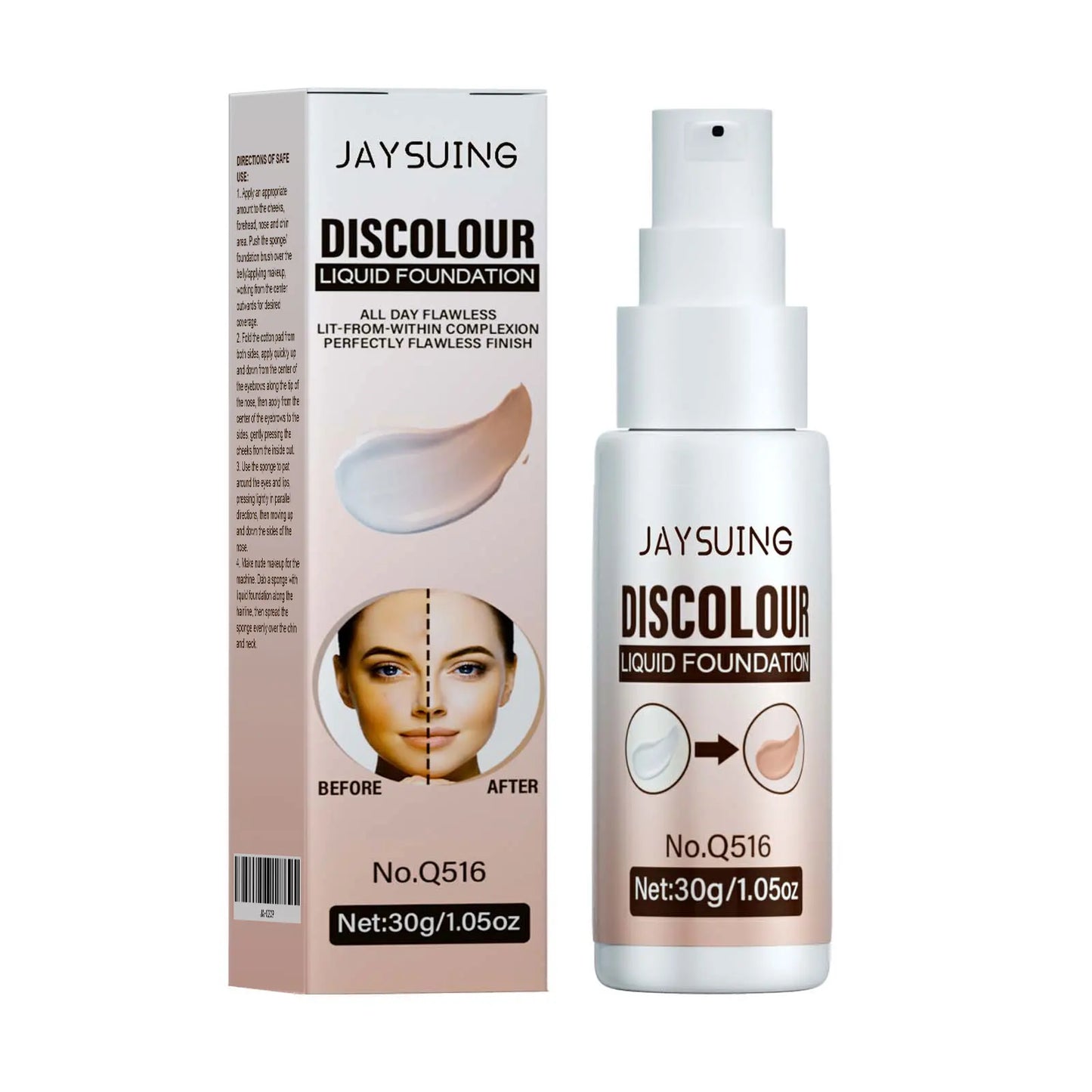 Jaysuing Liquid Foundation, Temperature Color Changing, Waterproof no Creasing Long-lasting Moisturizing.