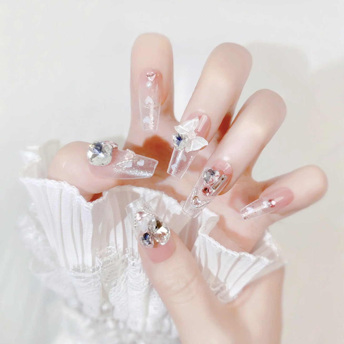 Pink Press on Nails with Glitter Setting Durable & Never Splitting Comfort Fake Nails