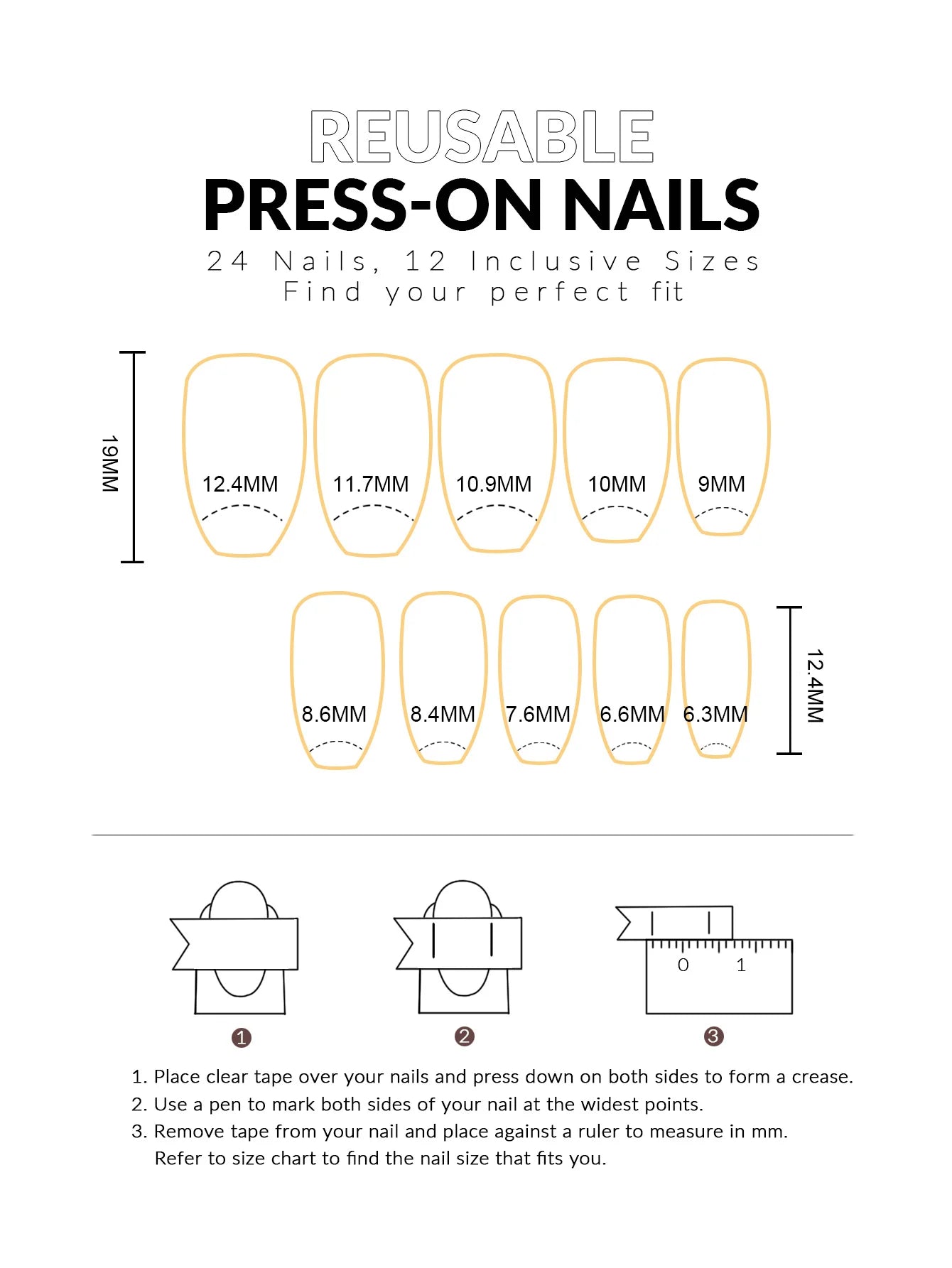 French False Nail for Women Coffin White Tips with Star Pattern