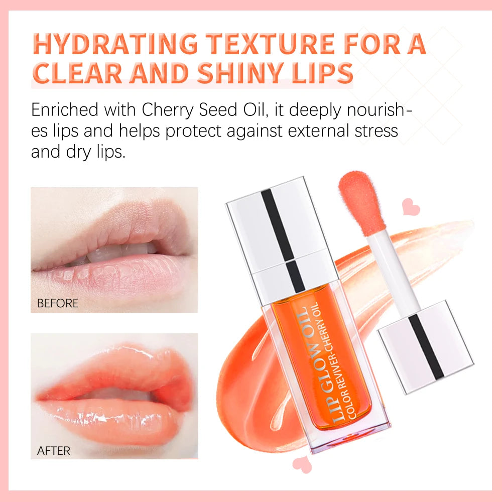 Crystal Jelly Lip Glow Oil 6ml Moisturizing Plumping Lip Gloss, Sexy Plump Lip Glow Oil Tinted Lips.
