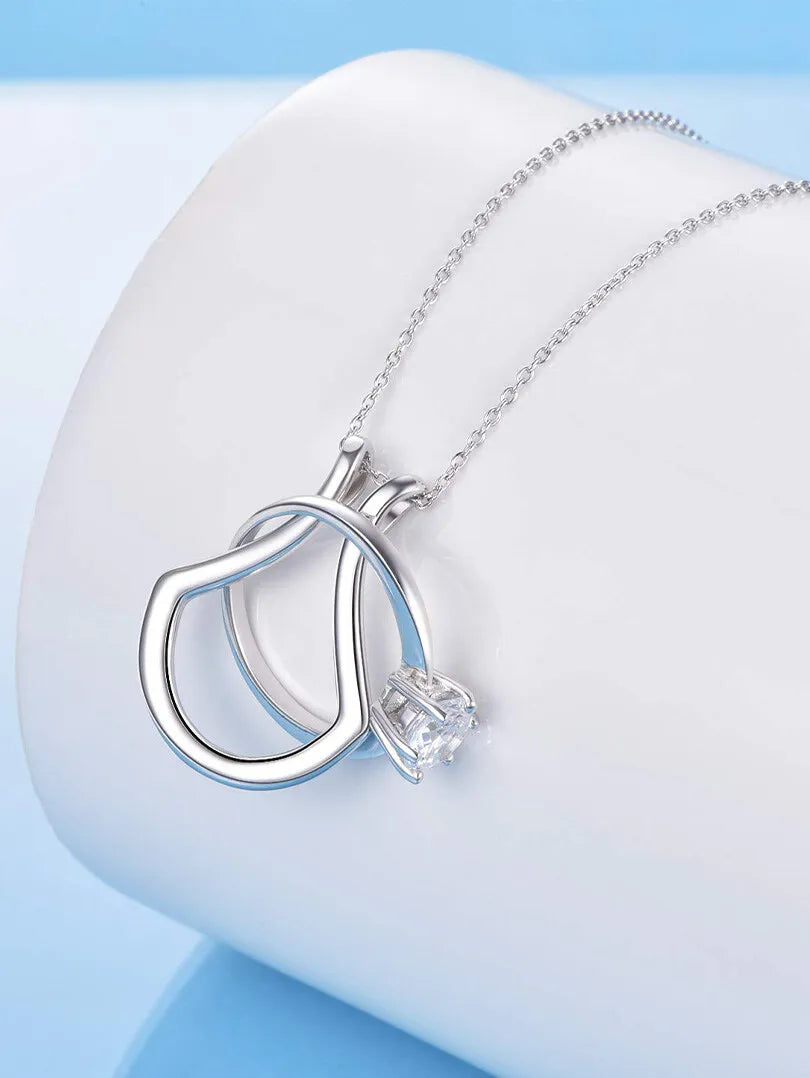 Sterling Silver Ring Holder Necklace Pendant Jewelry for Women