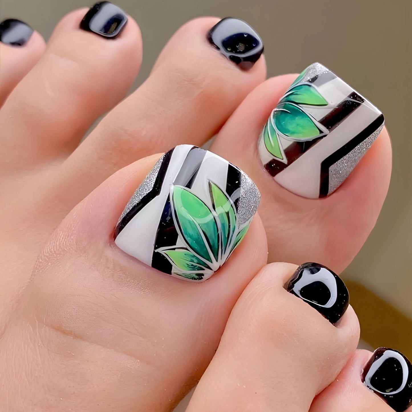 French Press on Toenails Tips Stacked Faux Diamonds Stick