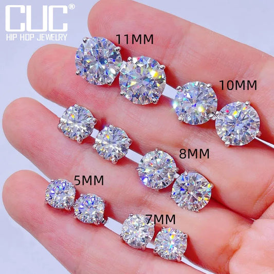 CUC 3-14MM AAAA Zircon Stud Earrings Screw/Push Back For Women/Men