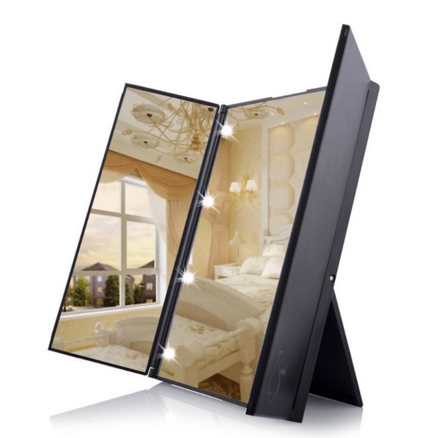 Portable LED Light Mirror Vanity Lights Compact Make Up Pocket Mirrors, Household Vanity Cosmetic Hand Folding LED Mirror.
