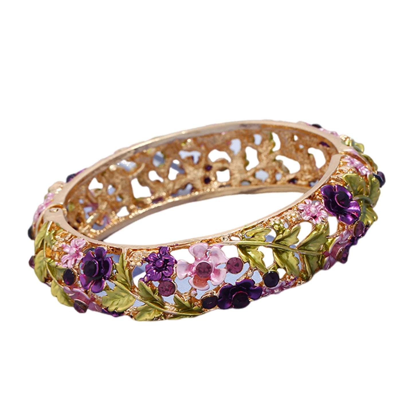 Ethnic Style Bracelets for Women Hallow Out Charm Flower Bangles