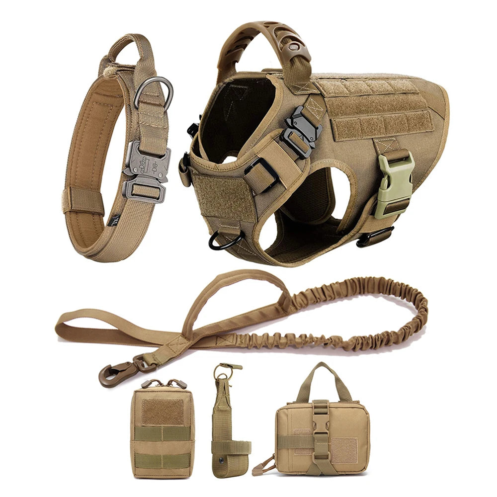 Large Dog Harness and Leash Set Pet German Shepherd and Malinois Training Walking Vest, Dog Harness and Collar for Medium and Large Dogs