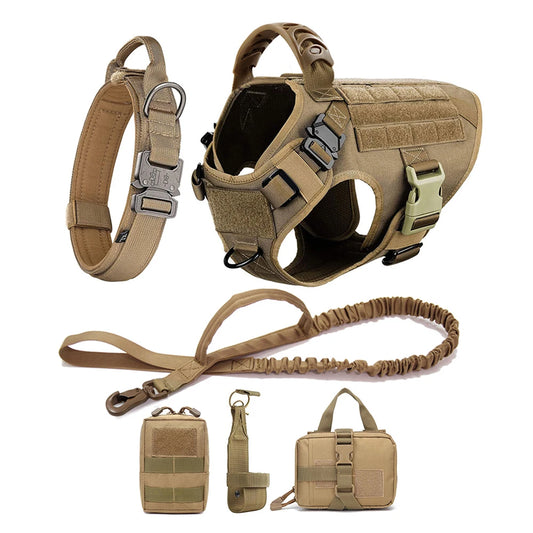 Large Dog Harness and Leash Set Pet German Shepherd and Malinois Training Walking Vest, Dog Harness and Collar for Medium and Large Dogs