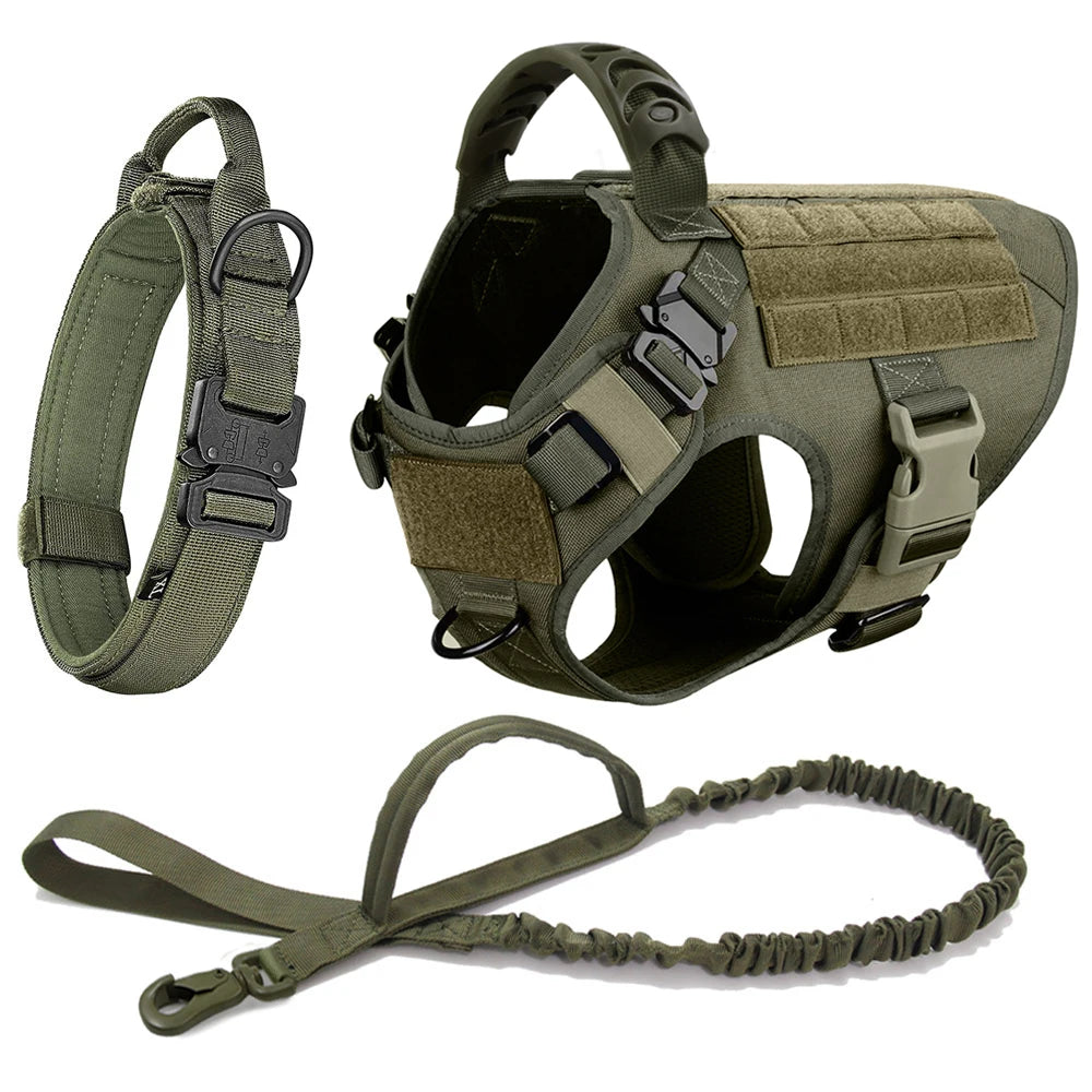 Large Dog Harness and Leash Set Pet German Shepherd and Malinois Training Walking Vest, Dog Harness and Collar for Medium and Large Dogs