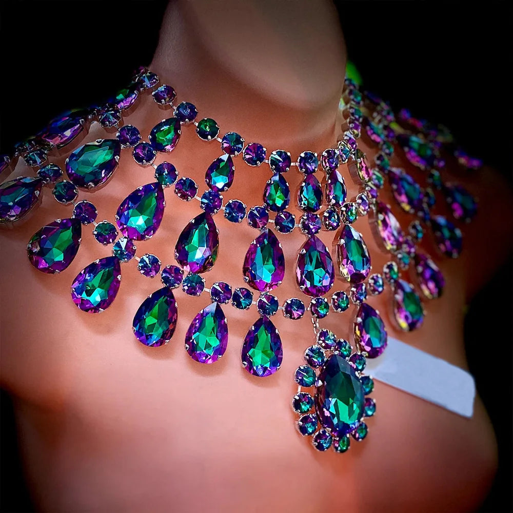 Stonefans Multilayer Necklace Choker Water Drop Crystal