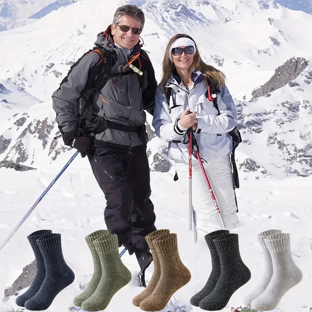 3 Pairs Winter Thick Towel Men's Socks, Outdoor Sports Long Socks Cold Resistant Frost Proof