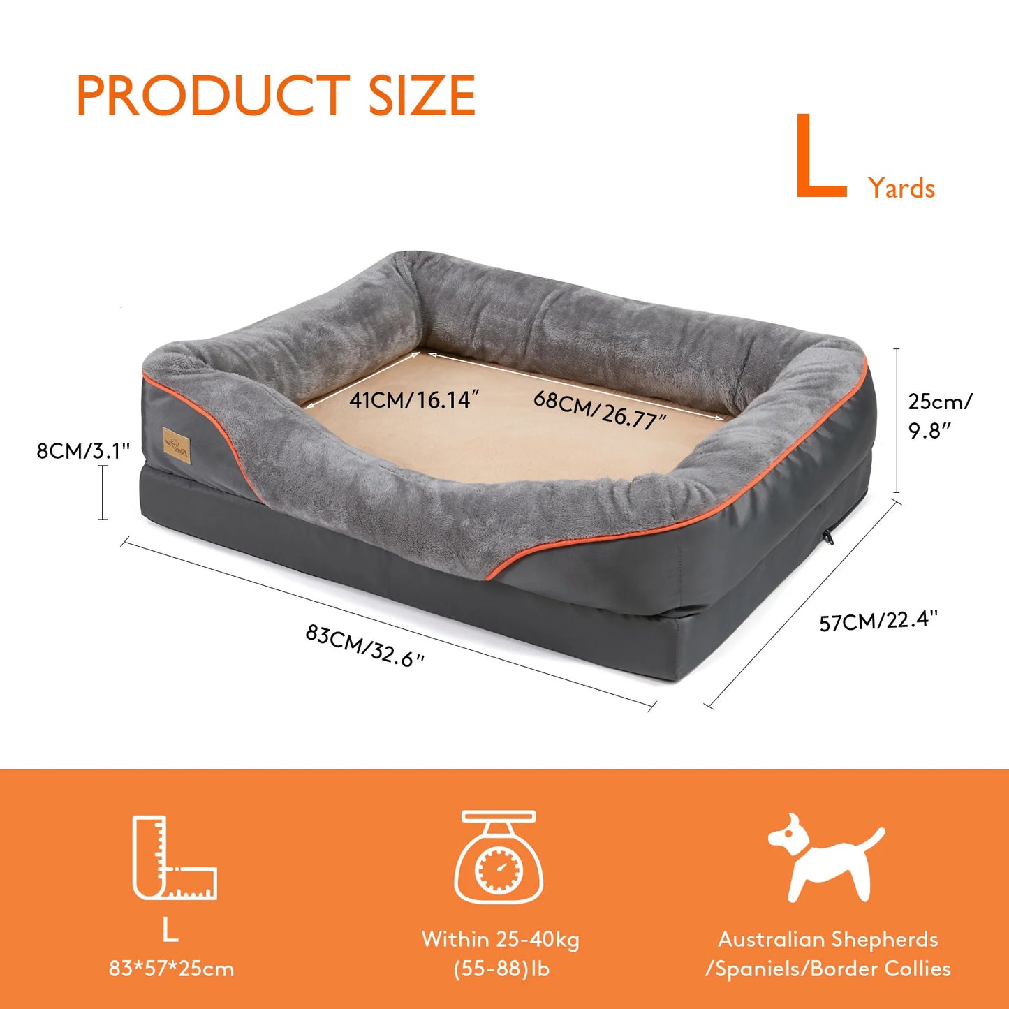 Large Dog Bed Soft Comfortable Anti-Allergy Warm Fleece, Removable Washable Cover Pet Bed Waterproof.